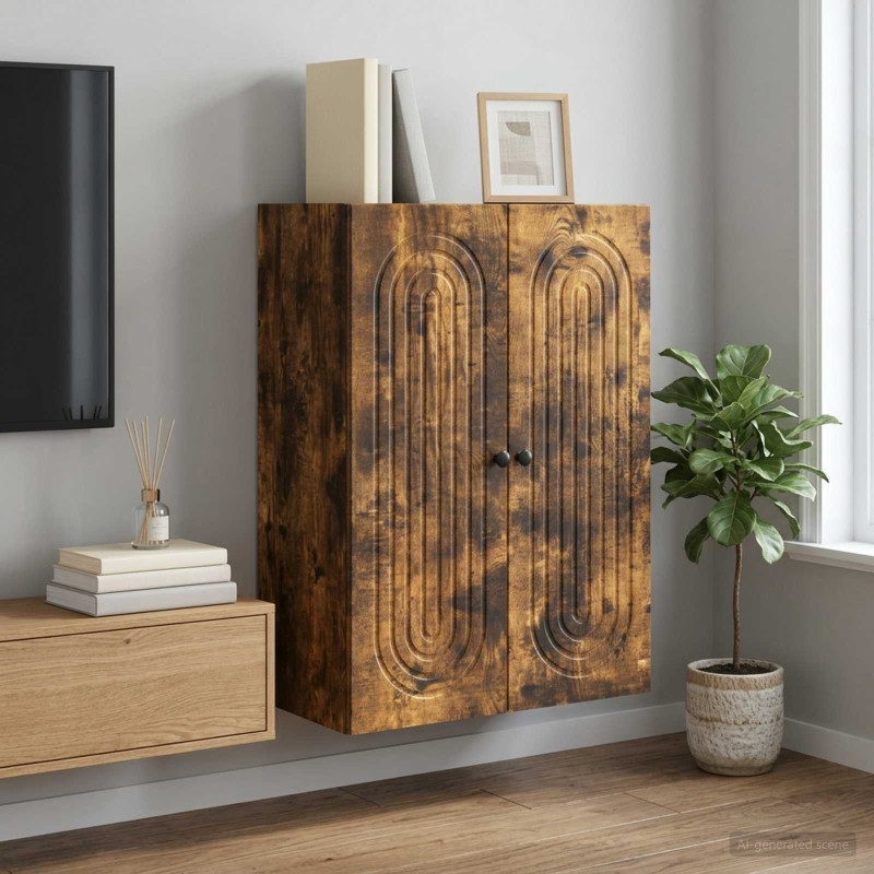 Armoire Murale Chêne fumé 66 x 34,5 x 90 cm Bois d'ingénierie 631768631768