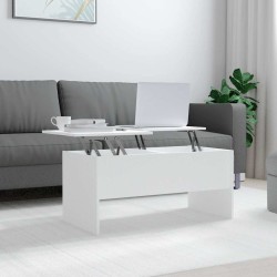 Table basse Blanc 102x50,5x46,5 cm Bois d'ingénierie 631778631778