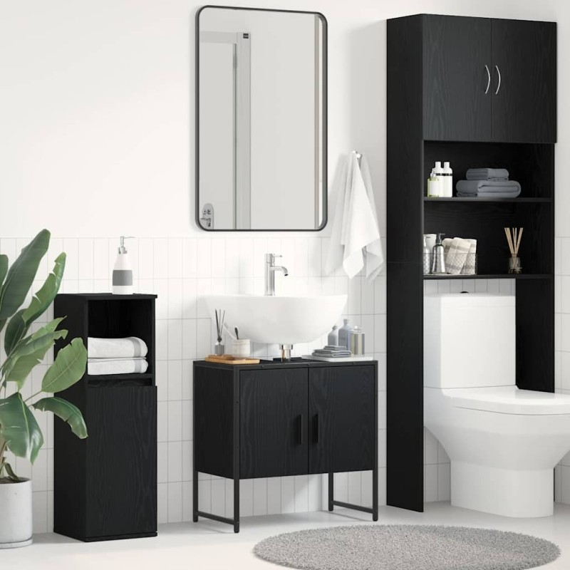 Meuble de Lavabo de Salle de Bain Chêne noir 60 x 30 x 60 cm 631779631779
