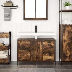 Meuble sous-vasque avec tiroirs chêne fumé 90x34,5x60 cm 631788631788