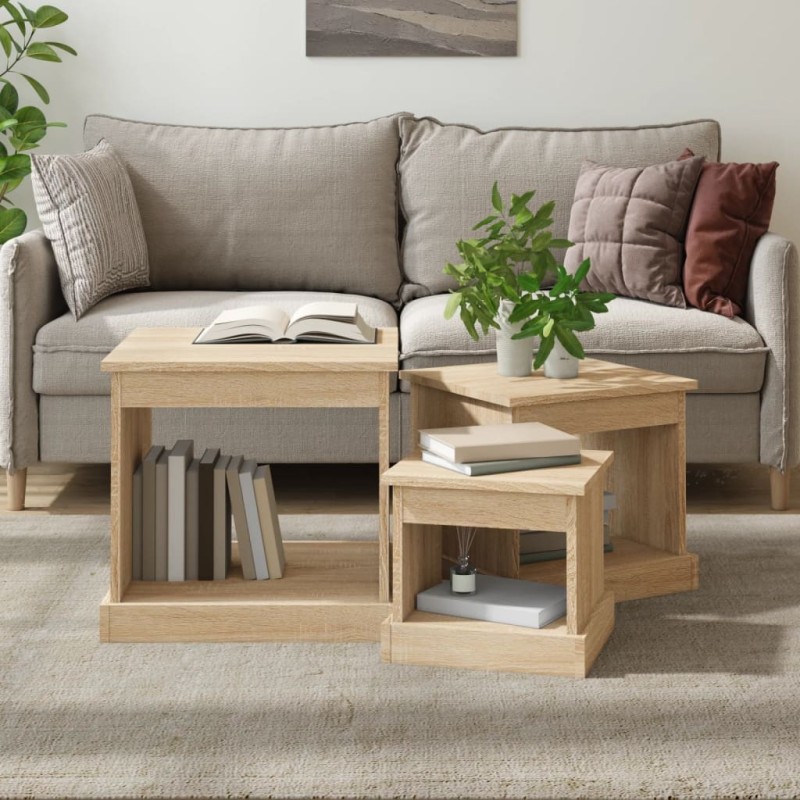 Tables basses 3 pcs chêne sonoma bois d'ingénierie 631799631799