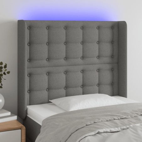 Tête de lit à LED Gris foncé 103x16x118/128 cm Tissu 631801631801