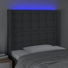 Tête de lit à LED Gris foncé 103x16x118/128 cm Tissu 631801631801