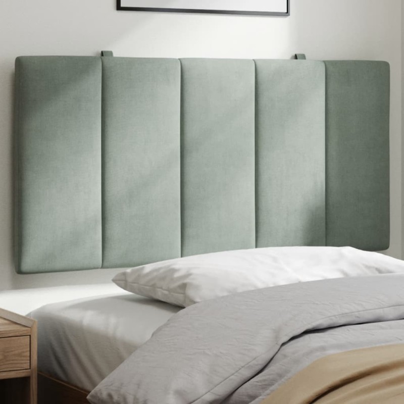 Coussin de tête de lit Hanko gris clair 100 cm velours 631816631816