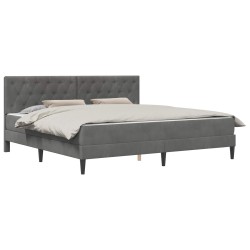 Cadre de lit avec matelas Gris foncé 200 x 200 cm Velours 631817631817