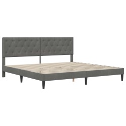 Cadre de lit avec matelas Gris foncé 200 x 200 cm Velours 631817631817