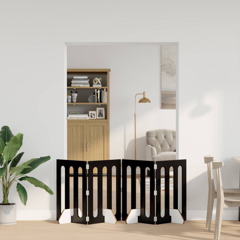 Clôture pliable pour animaux 4 pcs Chêne Noir 201 x 38 x 70 cm 631818631818