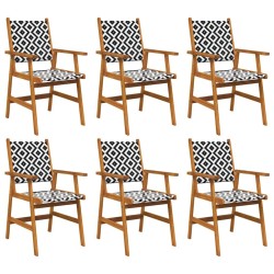 Chaises de jardin 6 pcs en bois d'acacia massif 631823631823