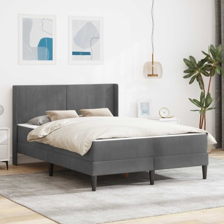 Cadre de lit avec matelas Gris foncé 120 x 190 cm Velours 631835631835