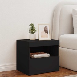 Table de chevet avec lumières LED noir 50x40x45 cm 631865631865