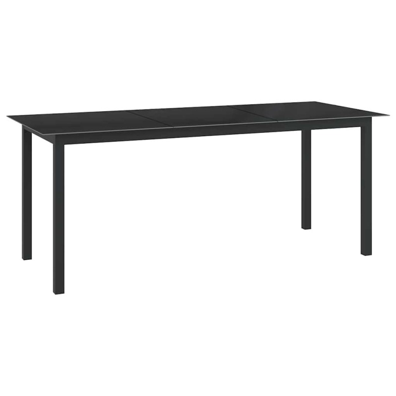Table de jardin Noir 190x90x74 cm Aluminium et verre 631867631867