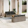 Salon de jardin avec coussins 7 pcs gris résine tressée 631879631879