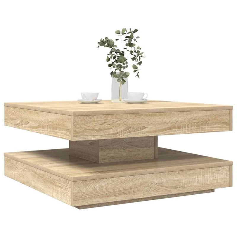 Table basse rotative à 360 degrés chêne sonoma 70x70x34,5 cm 631890631890