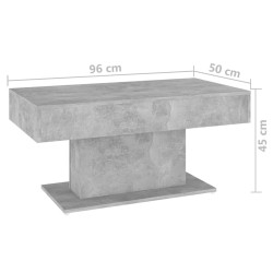 Table basse gris béton 96x50x45 cm bois d'ingénierie 631895631895