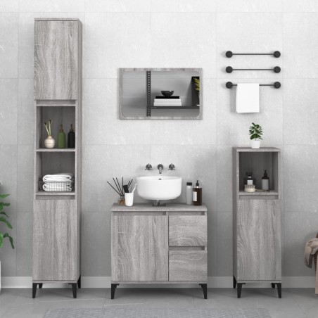 Armoire de bain sonoma gris 30x30x190 cm bois d'ingénierie 631914631914