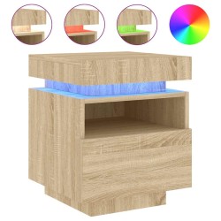 Armoire de chevet avec lumières LED chêne sonoma 40x39x48,5 cm 631915631915