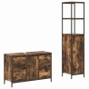 Ensemble de mobilier de salle de bain 2 pcs Chêne fumé et noir 631934631934