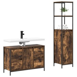 Ensemble de mobilier de salle de bain 2 pcs Chêne fumé et noir 631934631934