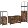 Ensemble de mobilier de salle de bain 3 pcs Chêne fumé et noir 631936631936