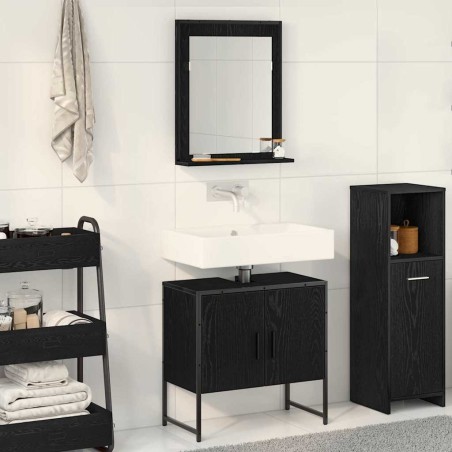 Ensemble de mobilier de salle de bain Montage mural 2 pcs Noir 631937631937
