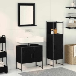 Ensemble de mobilier de salle de bain avec étagère 3 pcs Noir 631943631943