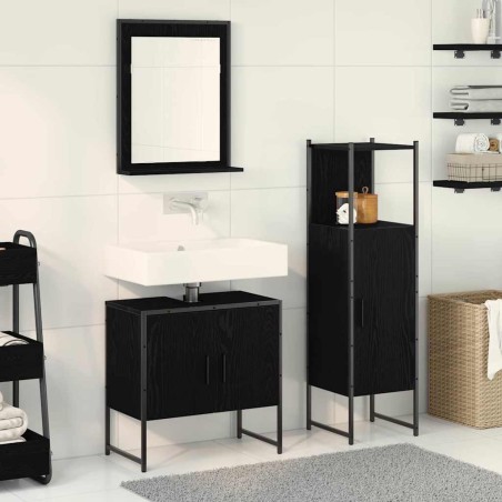 Ensemble de mobilier de salle de bain avec étagère 3 pcs Noir 631943631943