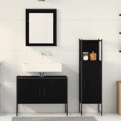 Ensemble de mobilier de salle de bain avec étagère 3 pcs Noir 631943631943