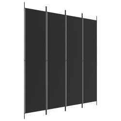 Cloison de séparation 4 panneaux Noir 200x220 cm Tissu 631952631952