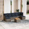 Ensemble de canapé de jardin 8 pcs avec coussins gris résine tressée 631958631958