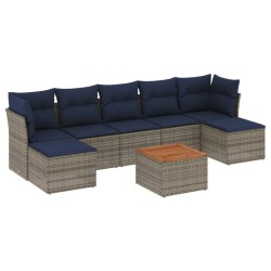 Ensemble de canapé de jardin 8 pcs avec coussins gris résine tressée 631958631958