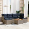 Ensemble de canapé de jardin 7 pcs avec coussins gris résine tressée 631965631965