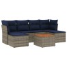 Ensemble de canapé de jardin 7 pcs avec coussins gris résine tressée 631965631965