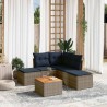 Ensemble de canapé de jardin 6 pcs avec coussins gris résine tressée 631966631966