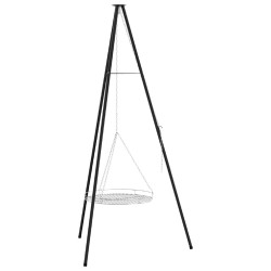 Trépied de Feu de Camp 2 pcs Noir Acier 631980631980