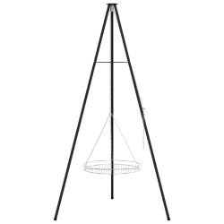 Trépied de Feu de Camp 2 pcs Noir Acier 631980631980
