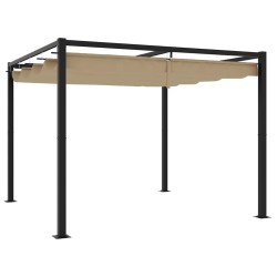 Tonnelle de jardin avec toit rétractable taupe 3x3 m acier 631986631986
