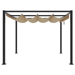 Tonnelle de jardin avec toit rétractable taupe 3x3 m acier 631986631986