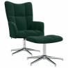 Chaise de relaxation avec tabouret Vert foncé Velours 631989631989