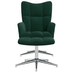Chaise de relaxation avec tabouret Vert foncé Velours 631989631989