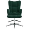 Chaise de relaxation avec tabouret Vert foncé Velours 631989631989
