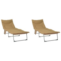 Transat pliant avec coussin 2 pcs Beige 631997631997
