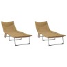 Transat pliant avec coussin 2 pcs Beige 631997631997