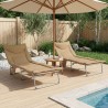 Transat pliant avec coussin 2 pcs Beige 631997631997