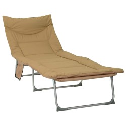 Transat pliant avec coussin 2 pcs Beige 631997631997