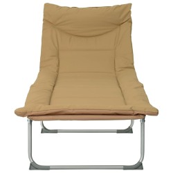 Transat pliant avec coussin 2 pcs Beige 631997631997