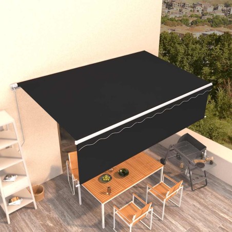 Auvent rétractable manuel avec store 5x3 m Anthracite 632005632005