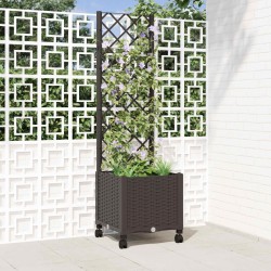 Bac de jardin avec treillis et roues Marron 40 x 40 x 146 cm PP 632006632006