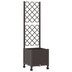 Bac de jardin avec treillis et roues Marron 40 x 40 x 146 cm PP 632006632006