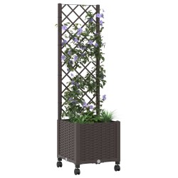 Bac de jardin avec treillis et roues Marron 40 x 40 x 146 cm PP 632006632006