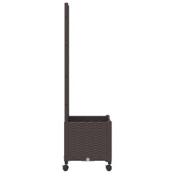 Bac de jardin avec treillis et roues Marron 40 x 40 x 146 cm PP 632006632006
